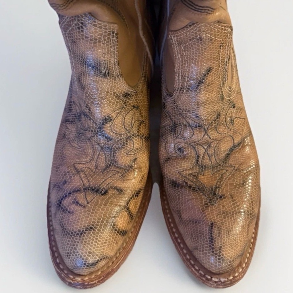Vintage Miss Capezio Tall Western Cowboy Boots 5.5M Brown Leather - Picture 4 of 10